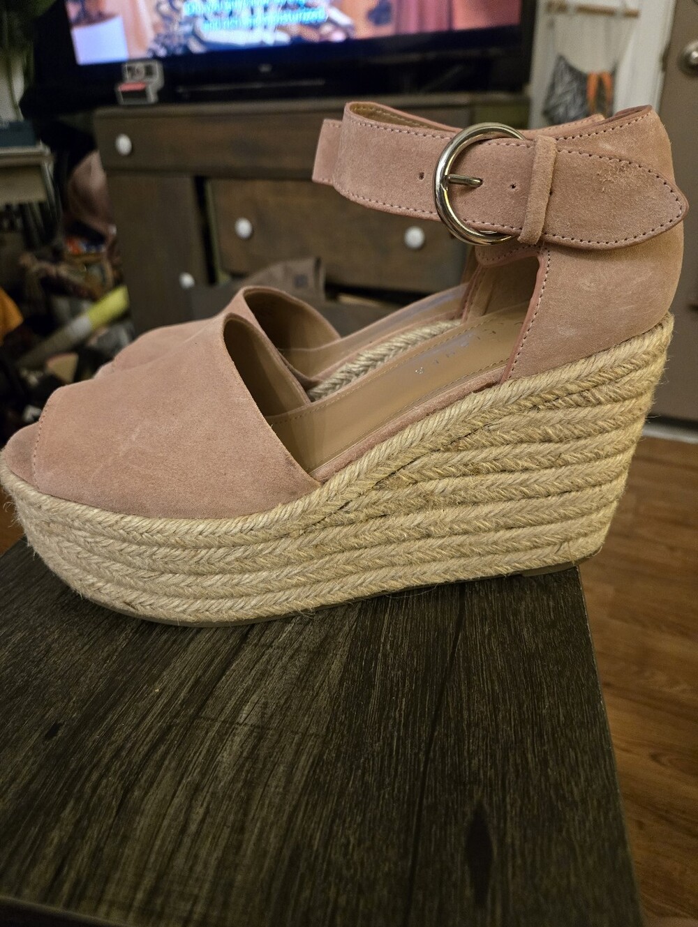 Marc Fisher Alida High Platform Espadrille Wedge Sandals Suede Size 10